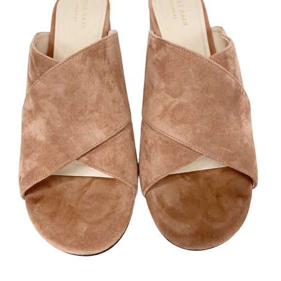 Cole Haan Gabby Sandal Tan Suede Leather Open Toe Chunky Heel Womens size 10.5 - Picture 8 of 11